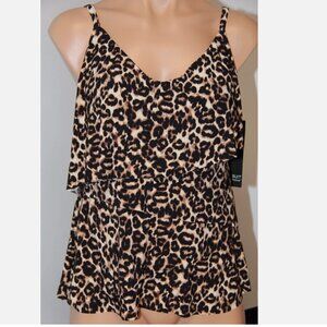 NWT Magic Suit Swimsuit Tankini Top sz 8 Ruffles Brown